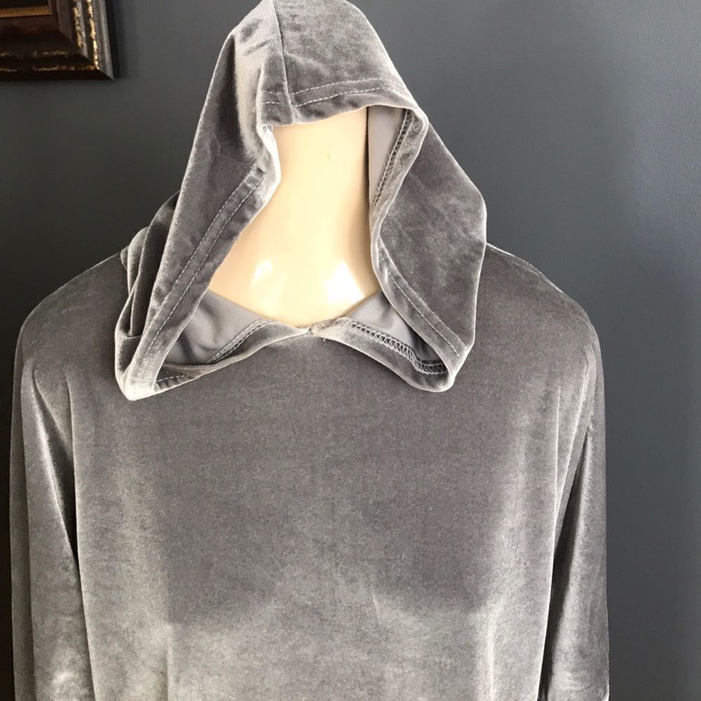 Influence gray velour stretch hoodie, S/M - Picture 2 of 5